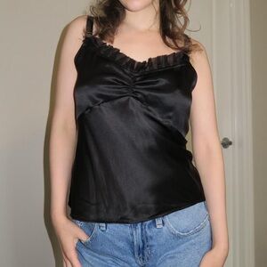 Vintage Y2K Black Silk Wet Seal Tank